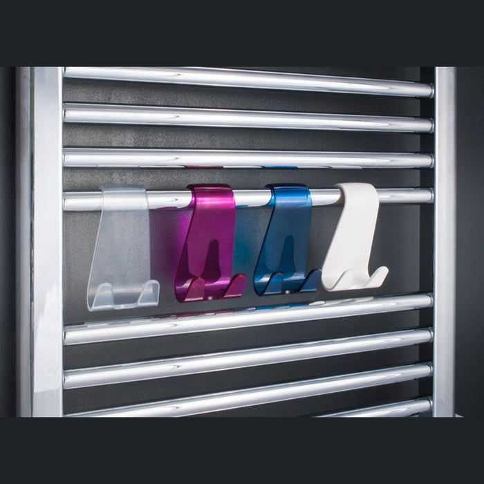 Appendiabito color bianco con doppio gancio, per scaldasalviette