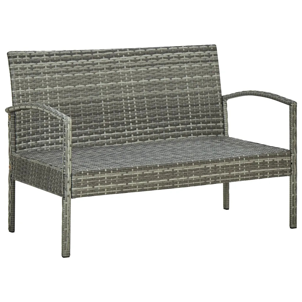 Set Divani da Giardino 4 pz con Cuscini in Polyrattan Grigio 45787
