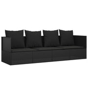 Lettino lounge da esterno con cuscini in resina intrecciata nera 02_0012018