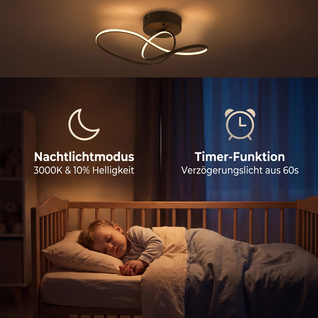 ZMH Lampada da Soffitto LED 24W Dimmabile Nera per Soggiorno Camera