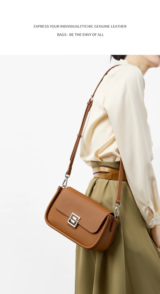 Borsa a tracolla da donna TOGO in vera pelle marrone