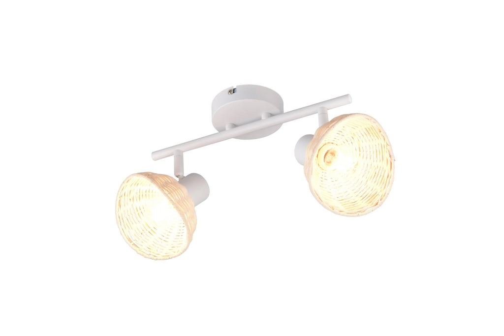 Faretto soffitto CALVI boho 2xE14 bianco rattan RL