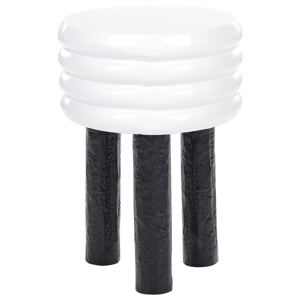 Tavolino da caffè decorativo in alluminio bianco e nero Tavolino da caffè decorativo Piccolo arredamento per il soggiorno ⌀ 33 cm