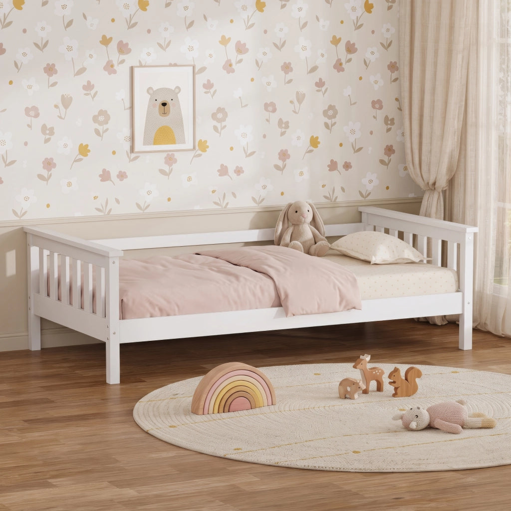 Letto per Cameretta Nuuk in Legno di Pino con Barre Protettive 80x160 cm Bianco [en.casa]