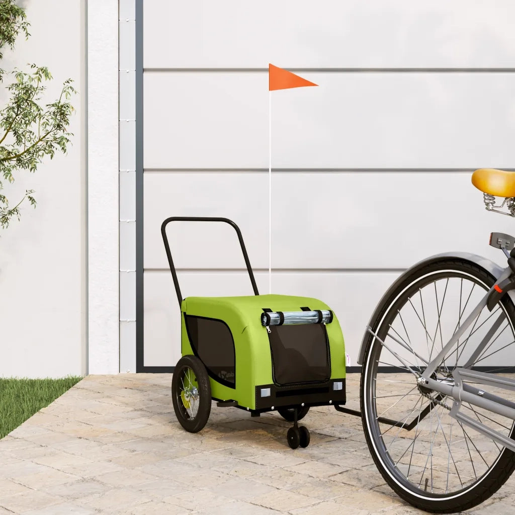 Rimorchio da Bici per Animali Verde e Nero Oxford e Ferro CFW8491529