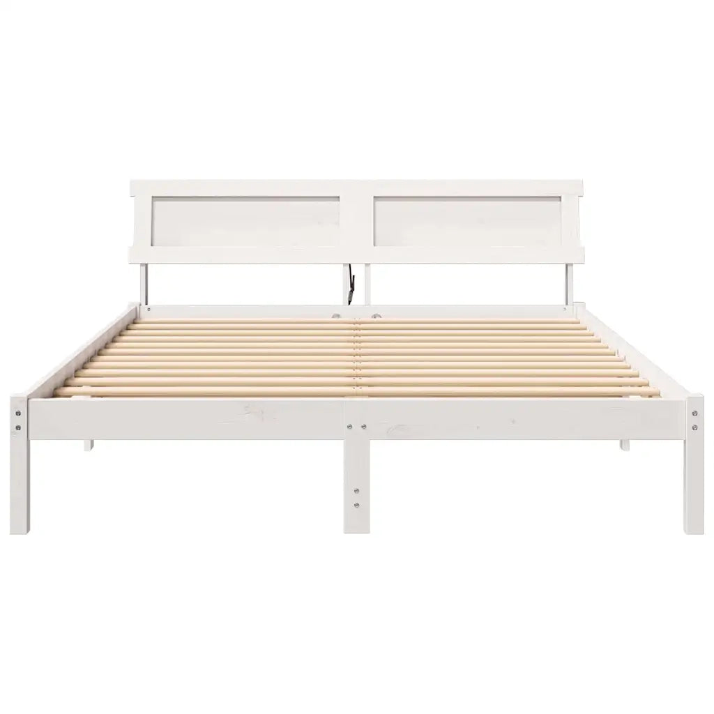 Struttura del letto Bianco 150 x 200 cm Pino massello 872816