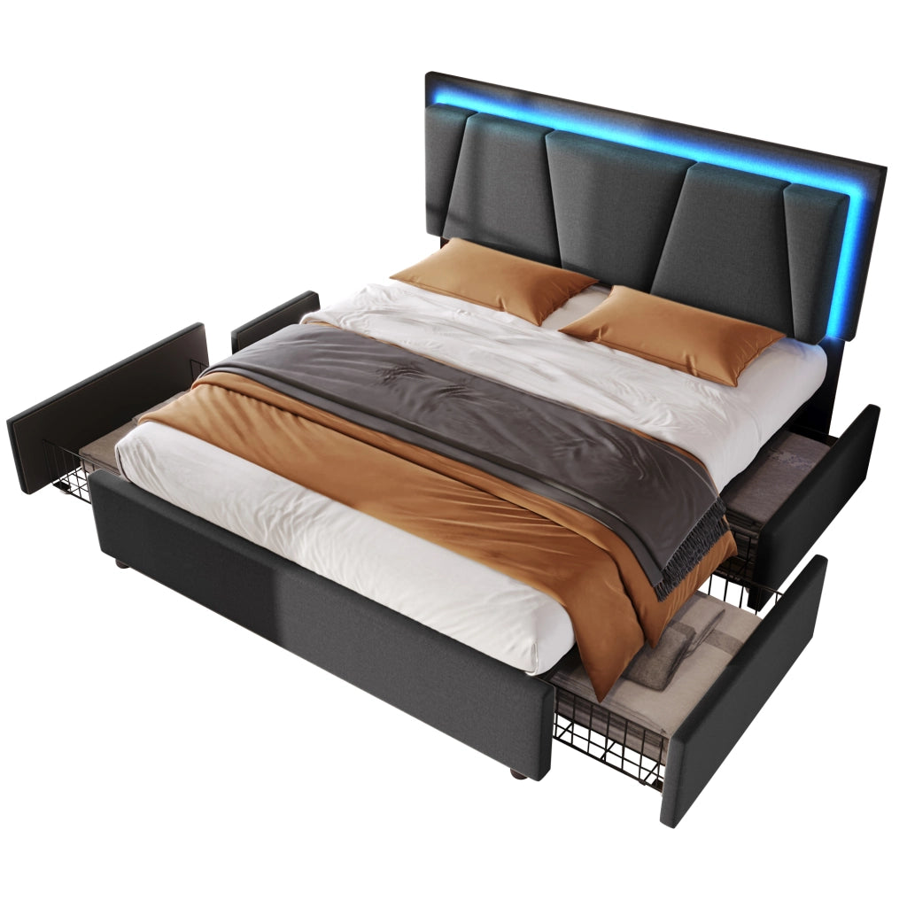 letto imbottito legno grigio 140x200 cm
