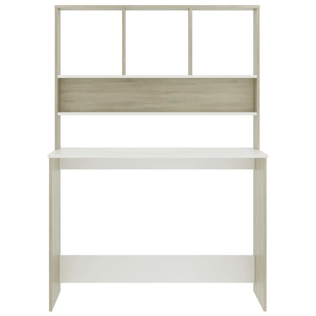 Scrivania e Ripiani Bianco Rovere Sonoma 110x45x157 Multistrato 800392