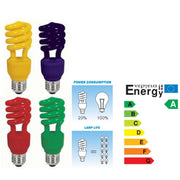 Trade Shop - Lampadina Risparmio Energetico Colorata 13w Blu Rossa Gialla Verde Antizanzare - -blu      E27-