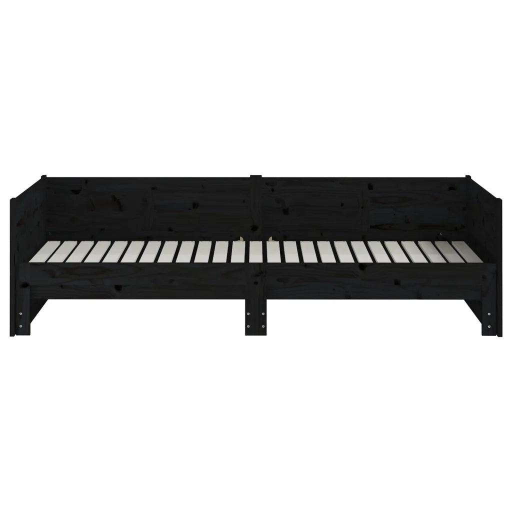 Dormeuse Estraibile Nera in Legno Massello di Pino 2x(90x190)cm 820266