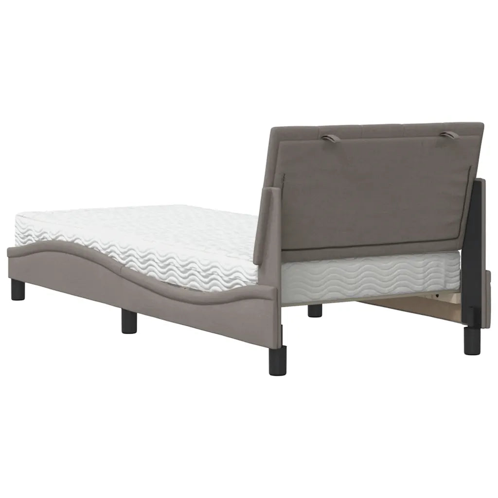Letto con Materasso Hanko Tortora 90x190 cm in Tessuto