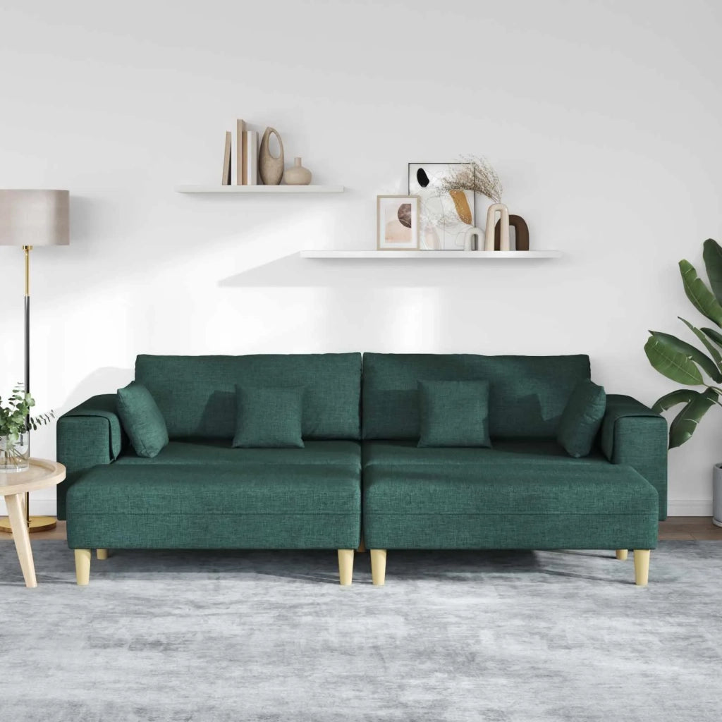 Divano con cuscino 3 pcs Verde Scuro Tessuto 3335166