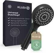 Douchekop universale X1, opzione per risparmio d'acqua, douchekop con 1 tipo di getto, douchekop rotondo Ø 10,7 cm, facile da pulire con funzione anticalcare in nero lucido