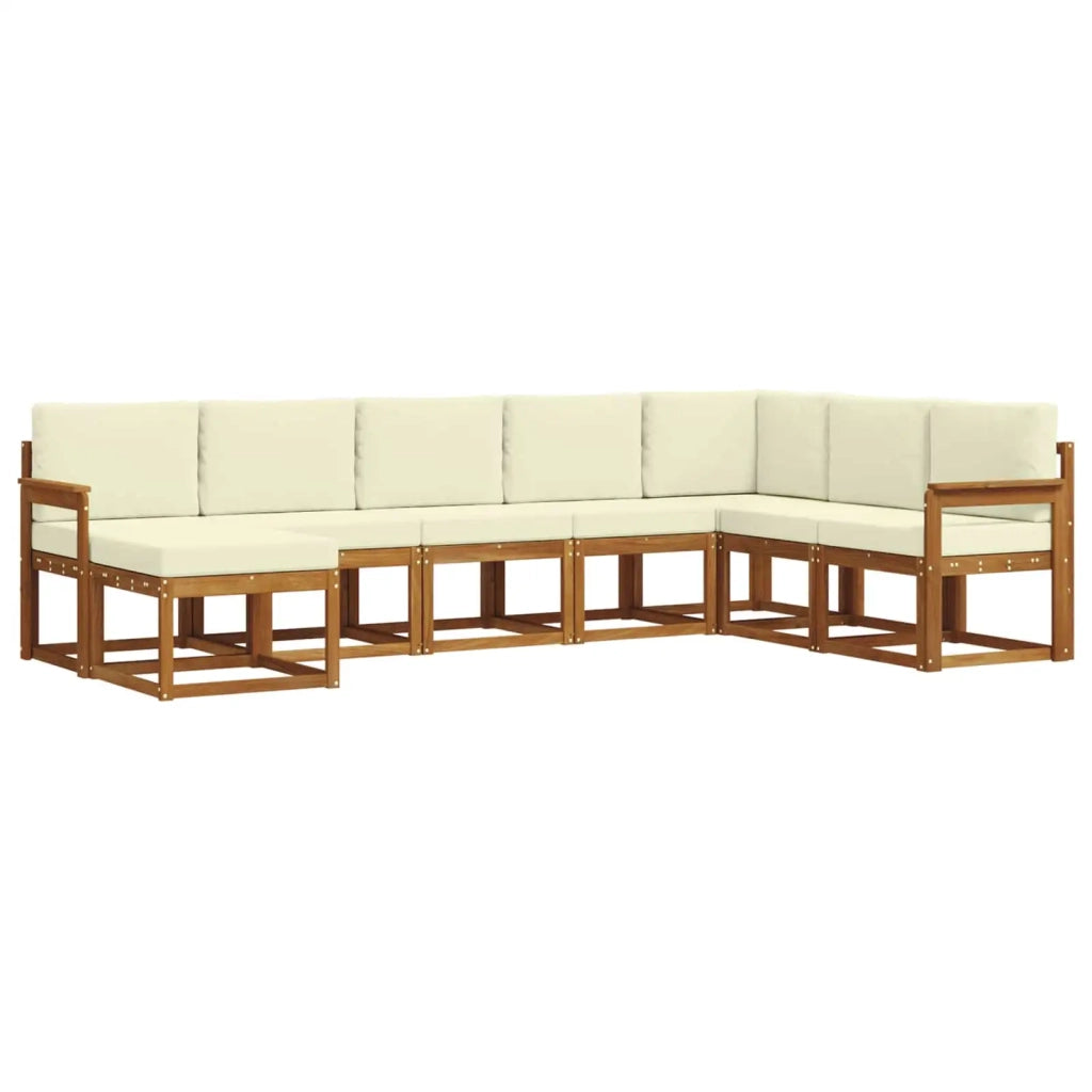 Set di divani da esterno con cuscino 8 pcs Naturale e Crema