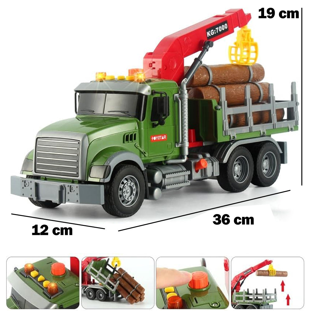 Camion Giocattolo con Tronchi Legno e Gru Veicolo Gioco per Bambini Idea Regalo