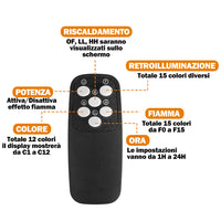 Mobile TV Bianco e Legno Camino Elettrico Effetto Fiamma 3D Telecomando Luci RGB