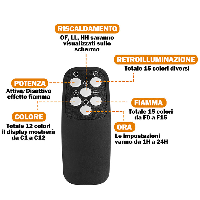 Mobile TV Bianco e Legno Camino Elettrico Effetto Fiamma 3D Telecomando Luci RGB