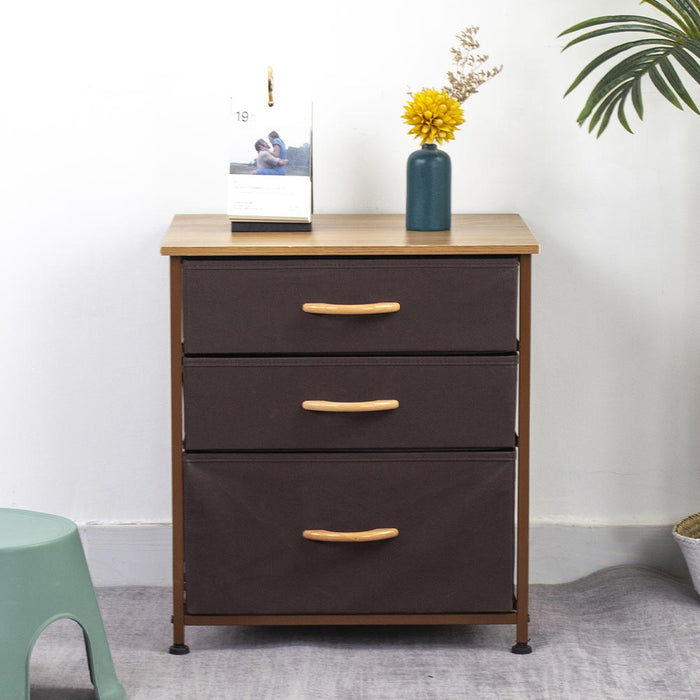 Mobile Cassettiera 3 Cassetti Metallo Legno e Tessuto 50x40 H 50cm Casa Ufficio