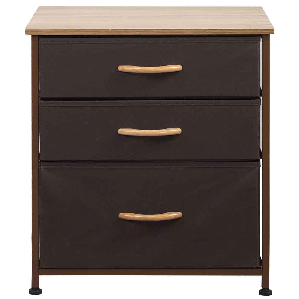 Mobile Cassettiera 3 Cassetti Metallo Legno e Tessuto 50x40 H 50cm Casa Ufficio