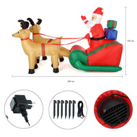 Gonfiabile Natalizio Babbo Natale con Slitta 240cm 6 LED Decorazione Esterno Giardino
