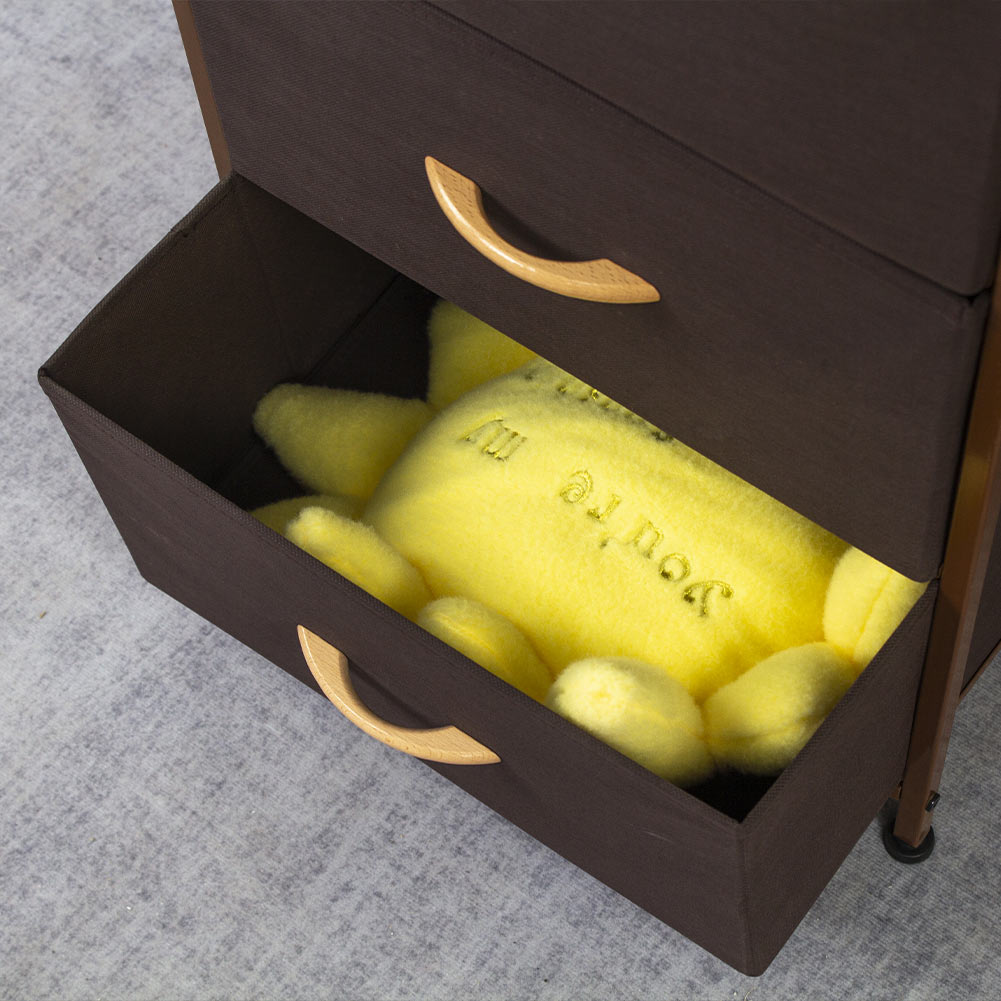 Mobile Cassettiera 3 Cassetti Metallo Legno e Tessuto 46x30 H 75cm Casa Ufficio