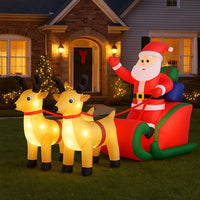 Gonfiabile Natalizio Babbo Natale con Slitta 240cm 6 LED Decorazione Esterno Giardino