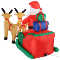 GONFIABILE BABBO NATALE SU SLITTA CON RENNE LUCI A LED 240X137CM AUTOGONFIABILE