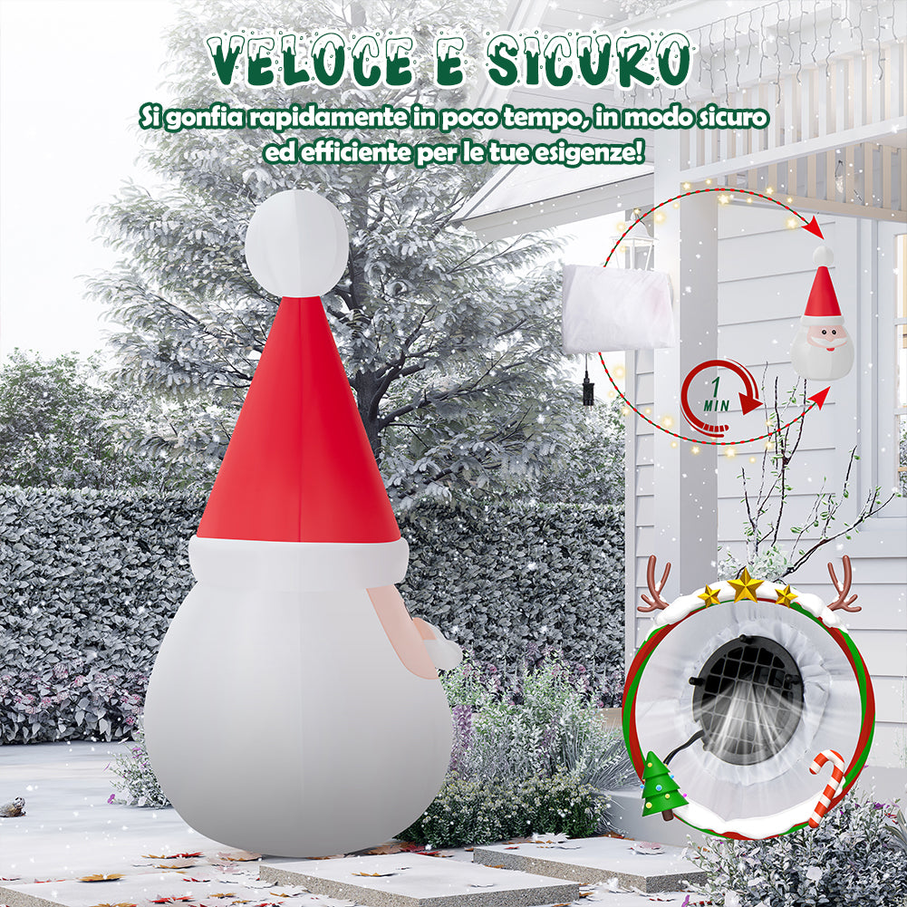 Gonfiabile di Babbo Natale XXL Decorazione Natalizia Luminosa da Esterno 250 cm