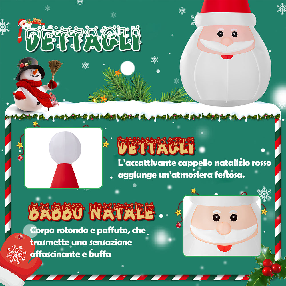 Gonfiabile di Babbo Natale XXL Decorazione Natalizia Luminosa da Esterno 250 cm