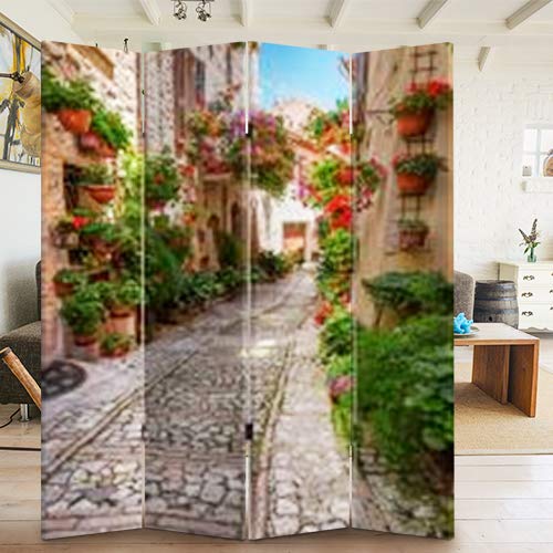 Paravento Separe 4 Pannelli Con Stampa Fronte Retro Pesaggio Divisorio 180x160