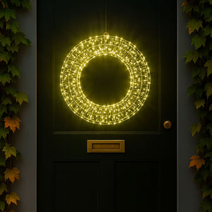 Ghirlanda Natalizia 3D in Metallo con 1800 Luci LED Diametro 58 cm da appendere