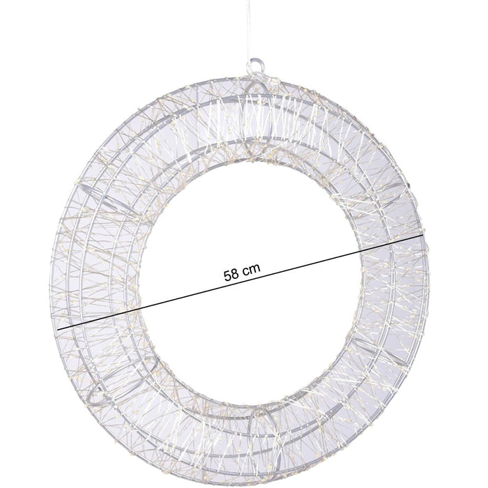 Ghirlanda Natalizia 3D in Metallo con 1800 Luci LED Diametro 58 cm da appendere