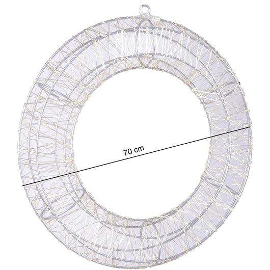 Ghirlanda Natalizia 3D in Metallo con 2400 Luci LED Diametro 70 cm da appendere