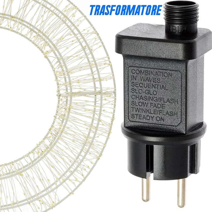 Ghirlanda Natalizia 3D in Metallo con 1800 Luci LED Diametro 58 cm da appendere