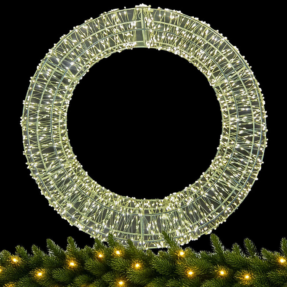 Ghirlanda Natalizia 3D in Metallo con 1800 Luci LED Diametro 58 cm da appendere