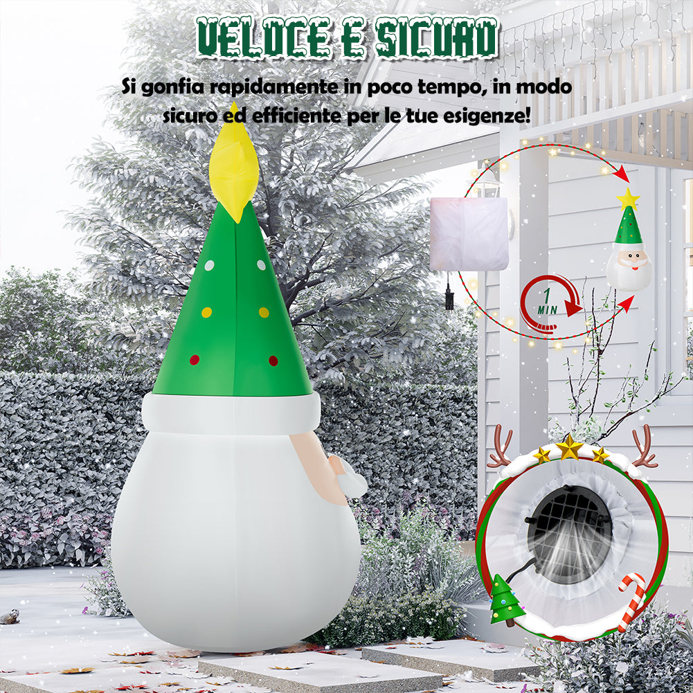 Gonfiabile Babbo Natale Grande Altezza 250 Cm Con Illuminazione Led Per Esterno