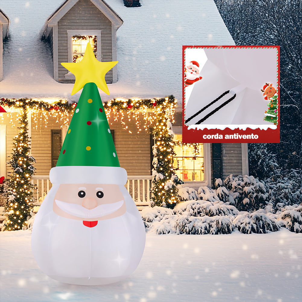 Gonfiabile Babbo Natale Grande Altezza 250 Cm Con Illuminazione Led Per Esterno