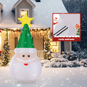 Gonfiabile Babbo Natale Grande Altezza 250 Cm Con Illuminazione Led Per Esterno