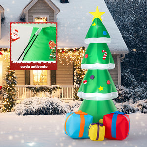 Gonfiabile Albero di Natale Grande Altezza 240 Cm Con Illuminazione Led Per Esterno