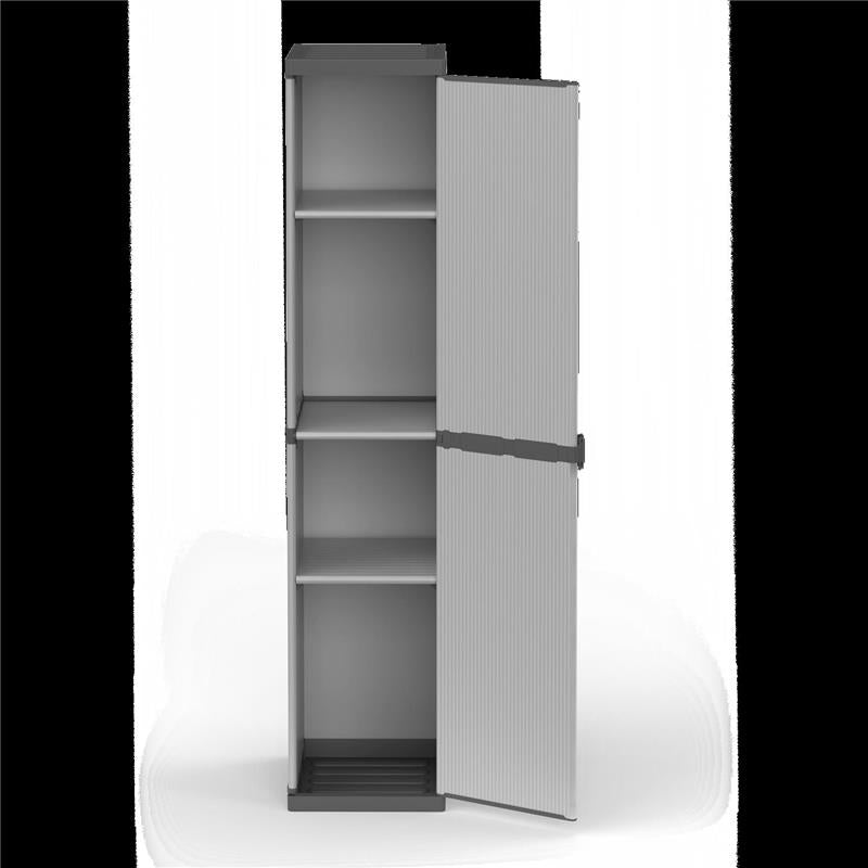 ARMADIO IN RESINA ALTO 1 ANTA CON 2 RIPIANI REGOLABILI PER INTERNO E ESTERNO 34X40X165 CM