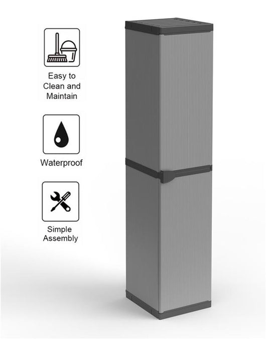 ARMADIO IN RESINA ALTO 1 ANTA CON 2 RIPIANI REGOLABILI PER INTERNO E ESTERNO 34X40X165 CM