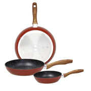 TOGNANA RUSTIC STONE SET 3 PADELLE ANTIADERENTE IN ALLUMINIO  Ø 20-24-28 CM - COLORE ROSSO