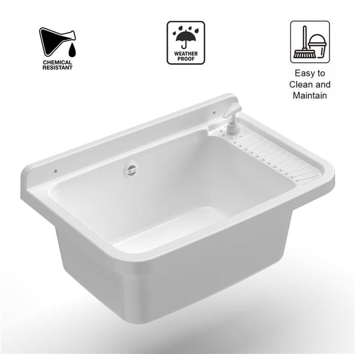 LAVANDINO PILOZZO A MURO CON DIPENSER SI PRESTA ALL’UTILIZZO SIA IN AMBIENTI INTERNI CHE ESTERNI 60X40X25 CM