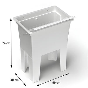 LAVATOIO-LAVAPANNI MONOBLOCCO IN RESINA PP IDEALE SIA PER AMBIENTI ESTERNI CHE PER AMBIENTI INTERNI 59X40X74 CM