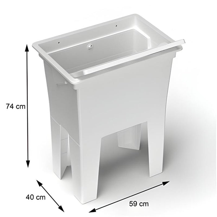 LAVATOIO-LAVAPANNI MONOBLOCCO IN RESINA PP IDEALE SIA PER AMBIENTI ESTERNI CHE PER AMBIENTI INTERNI 59X40X74 CM