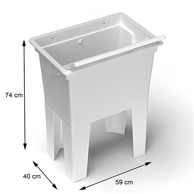 LAVATOIO-LAVAPANNI MONOBLOCCO IN RESINA PP IDEALE SIA PER AMBIENTI ESTERNI CHE PER AMBIENTI INTERNI 59X40X74 CM