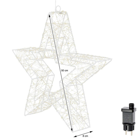 Stella Luminosa di Natale 3D in Metallo con  1440 LED luce calda Larghezza 50 cm