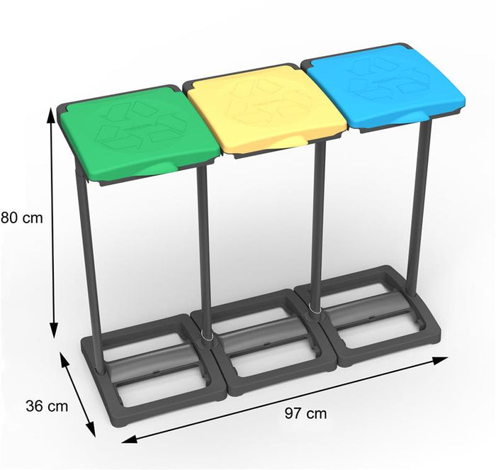 PORTASACCO-PORTARIFIUTI TRIS RACCOLTA DIFFERENZIATA 97X36X80 CM