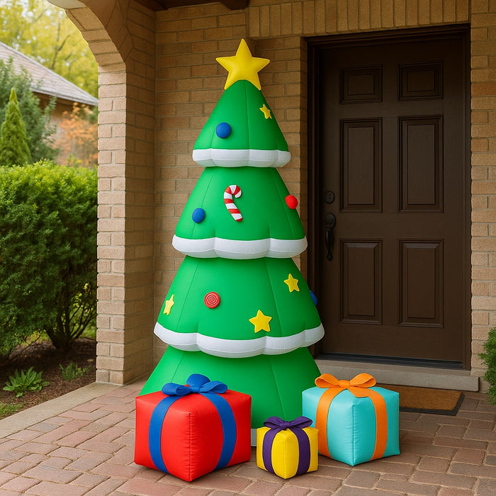 Gonfiabile Albero di Natale Grande Altezza 240 Cm Con Illuminazione Led Per Esterno