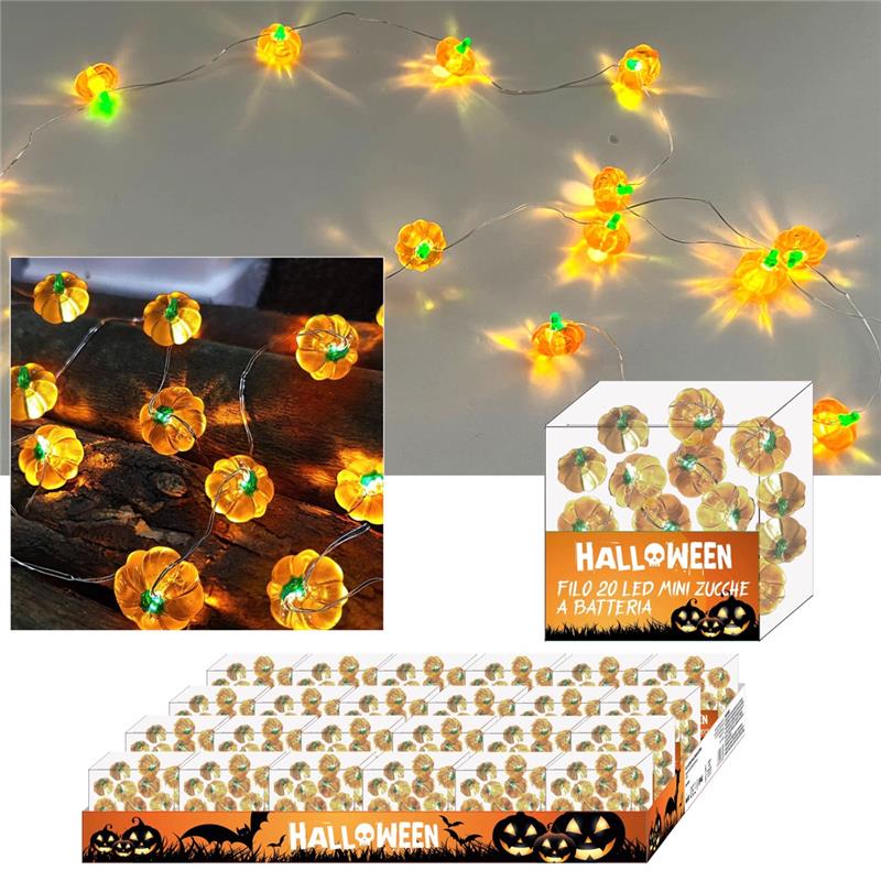 MAURY'S FILO 20 LED MINI ZUCCHE A BATTERIA PER UN HALLOWEEN PAUROSO